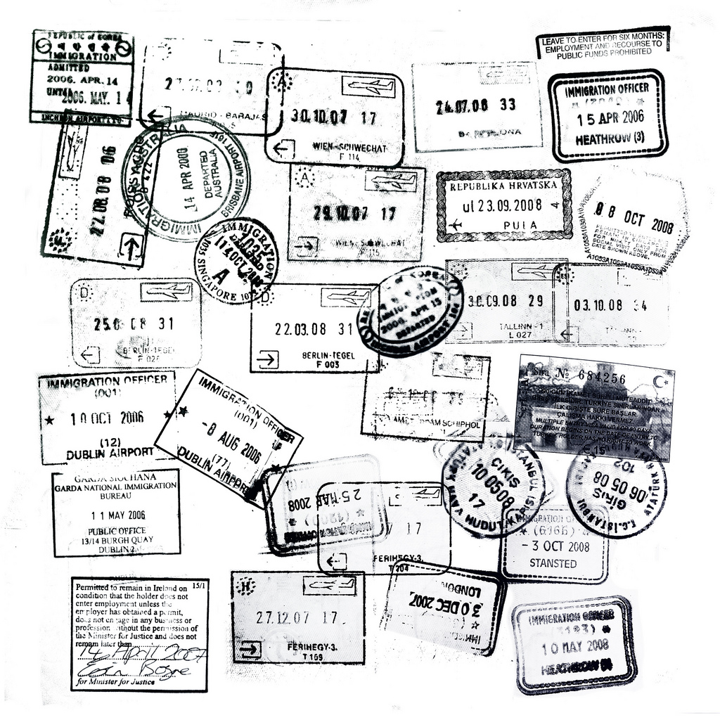 Stamps in passport at border corssings