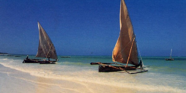 boat on beach in zanzibar