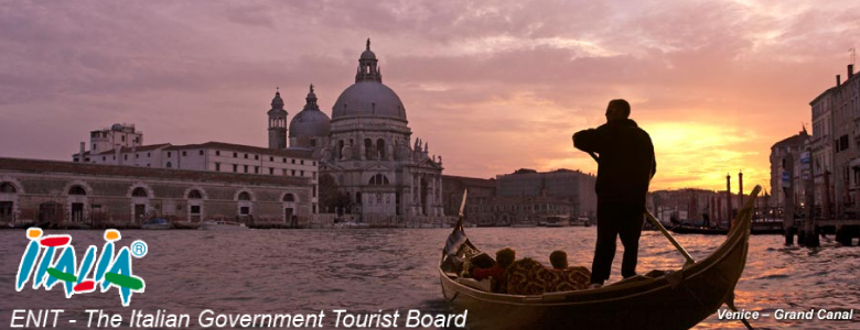 Grand Canal, Venice, Italy at sunset on gondola