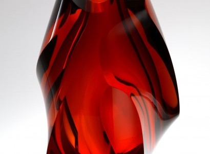 Thick Red Glass Vase from Moser czech republic