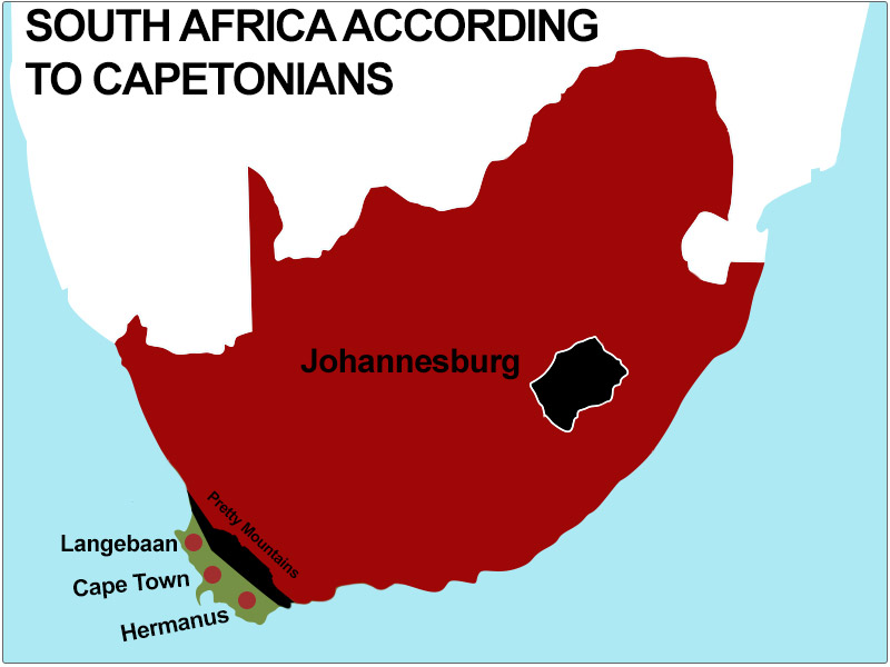 Map of South Africa according to Capetonians