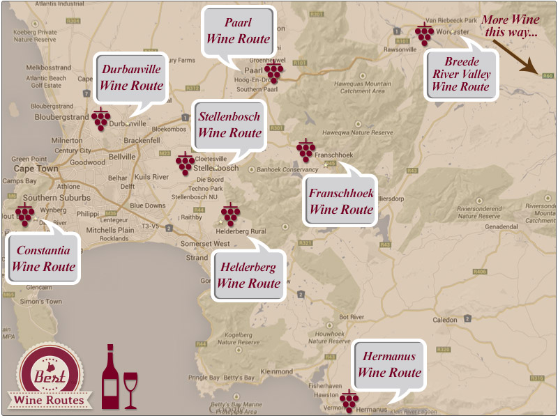 Western Cape Wine Routes Map