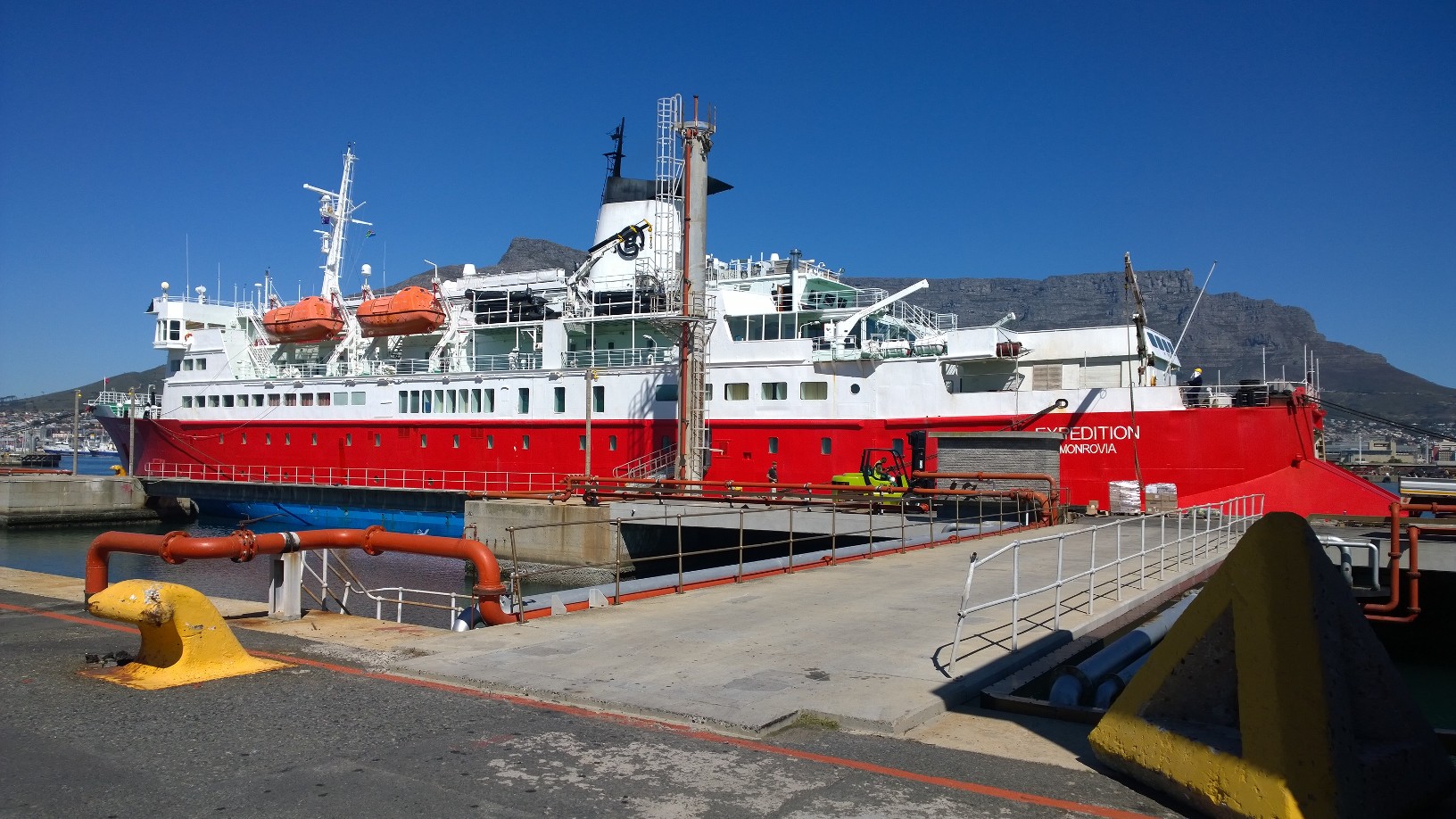 MS Expedition docked in Cape Town harbour on 6 April.