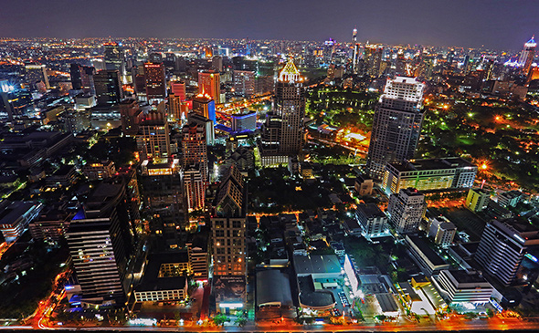 Beautiful picture of the Bangkok skyline captured at night