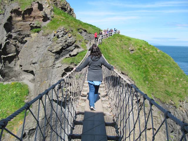 Walking across the suspension bridge at Carrick-a-Rede.