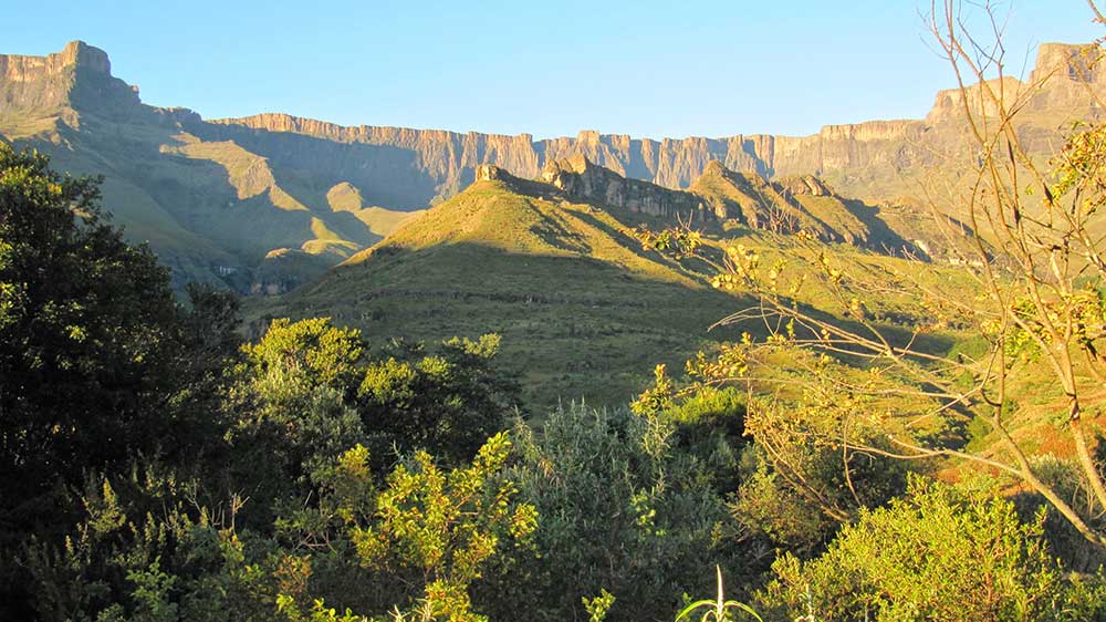 A view of the Amphitheatre from Thendele at Royal Natal National Park.