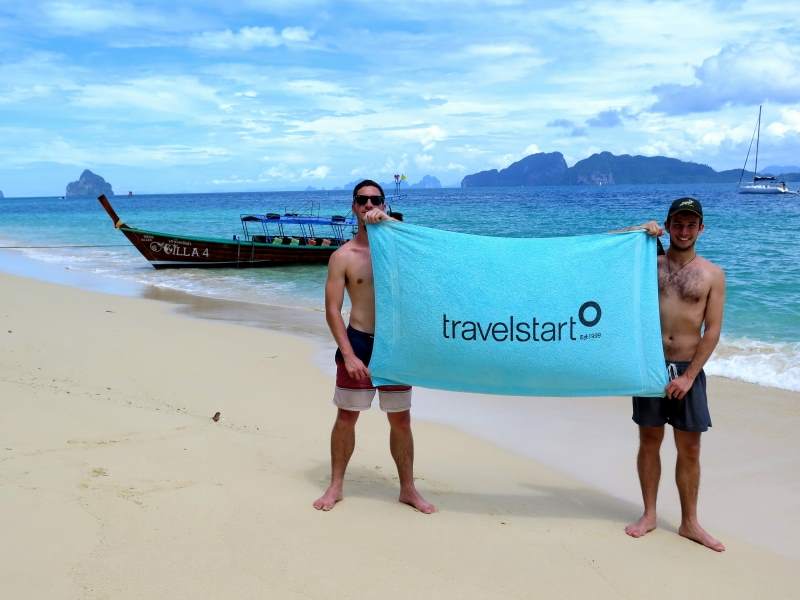 Travelstart representing on the beach in Thailand