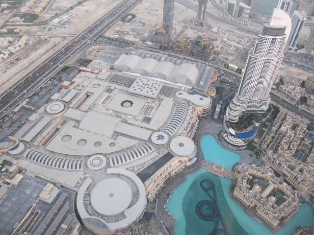 An aerial view of The Dubai Mall taken from the 124th floor of the Burj Khalifa