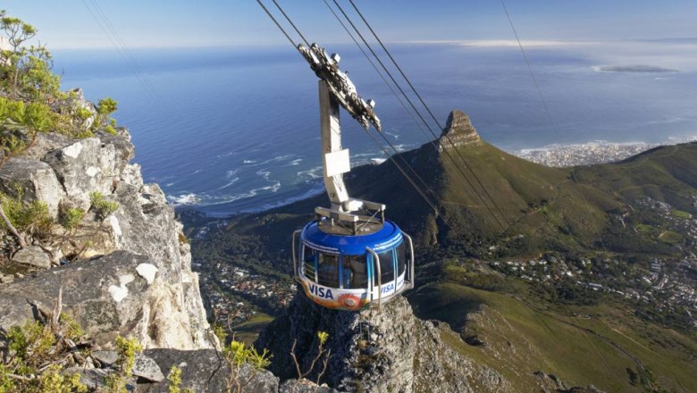 Cable car with Lions Head in background