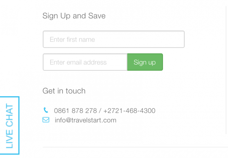 sign up to Travelstart