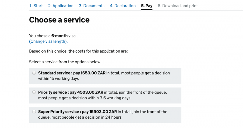 UK visa requirements costs