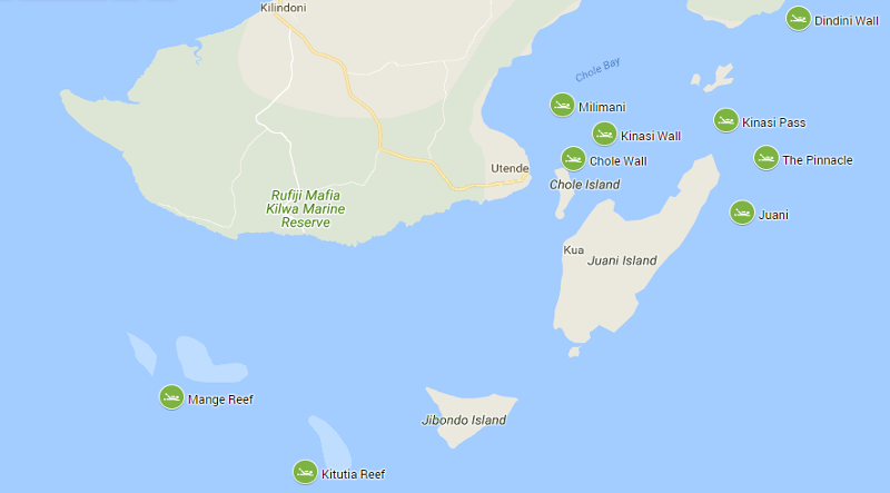 mafia island dive sites map