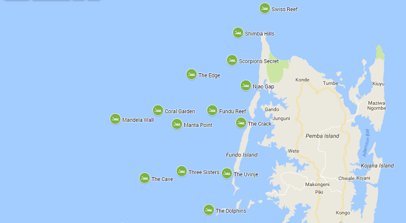 pemba island dive sites map