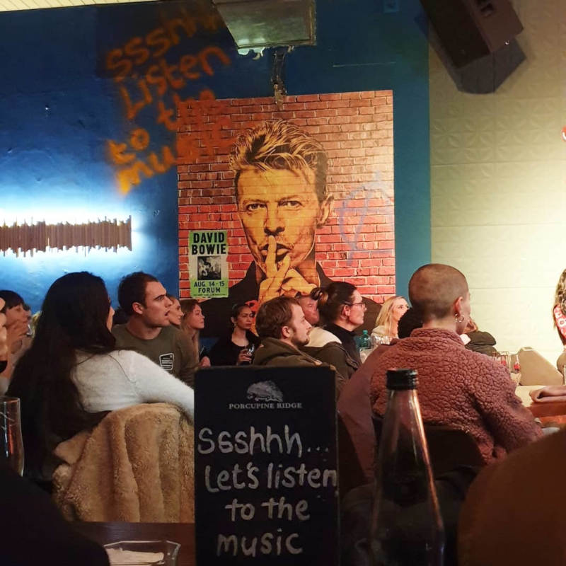 David Bowie poster in Cafe Roux fun things to do in Cape Town