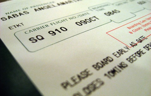 close up of boarding pass