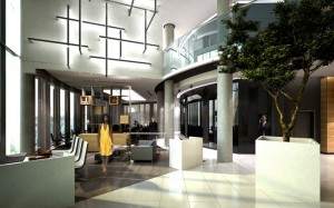 Render of interior of Gateway hotel Durban