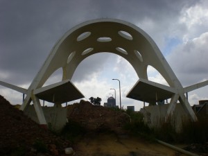 The Retro 1960's Entrance is all that is left of the Top Star Drive-In