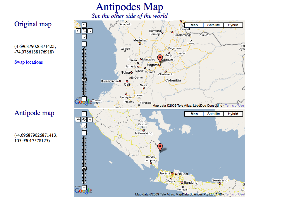 Antipode Map