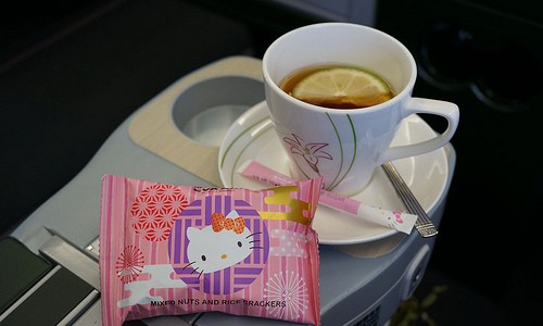 Hello Kitty stuff on Eva Air