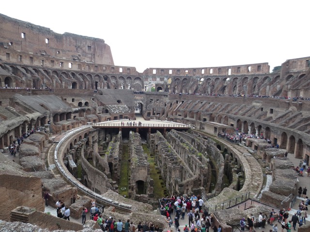 Inside Rome's Colosseum - the dungeon ruins are centre frame