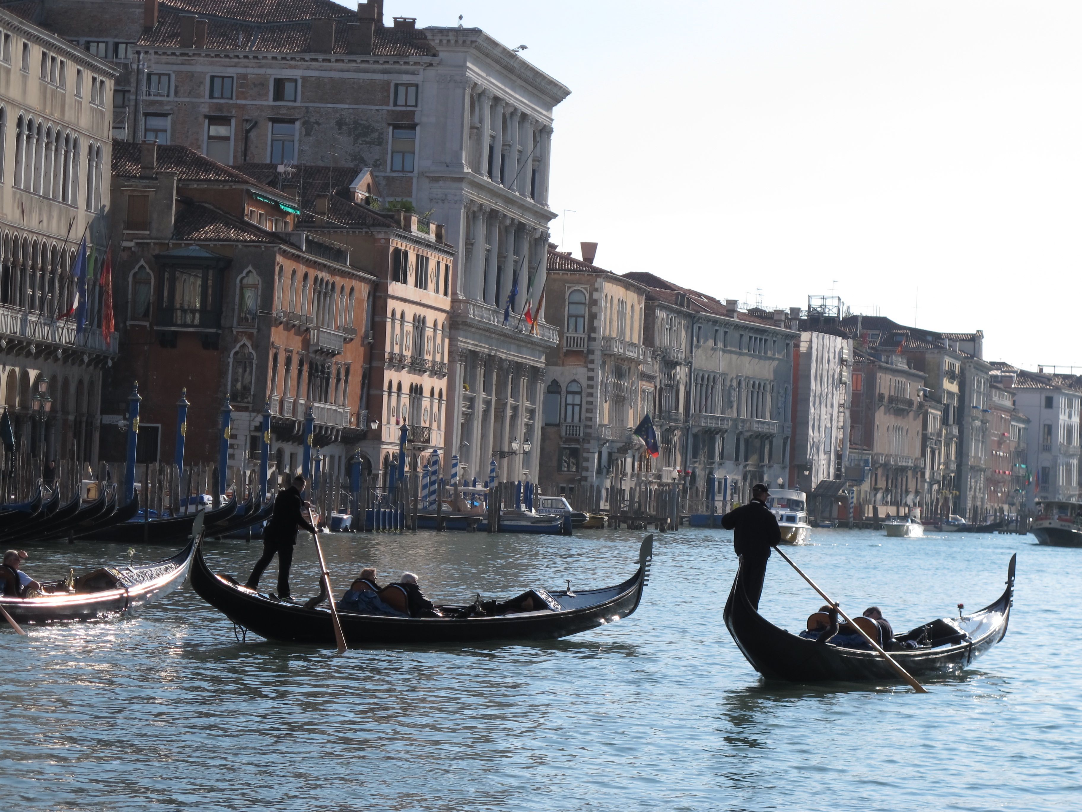 Gondoliers on Venice's Grand Canal.