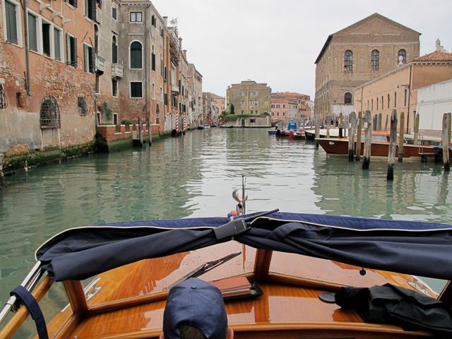 A Venetian water taxi.