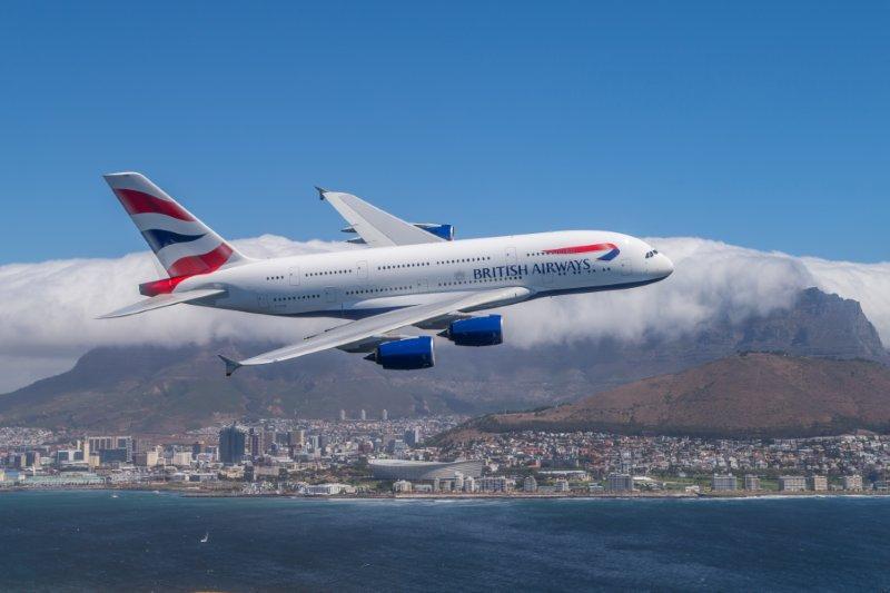 BA A380 over CPT