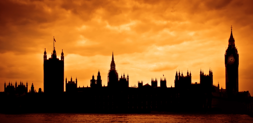 Houses of parliament in silhouette