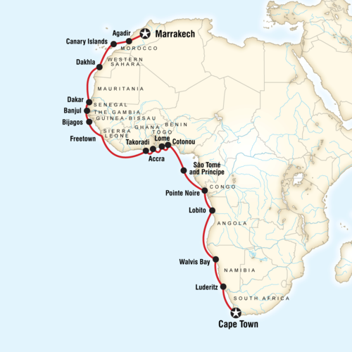 MS Exepedition West Africa Route Map