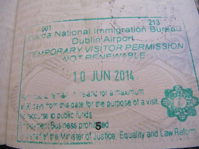 Dublin Airport Passport Stamp