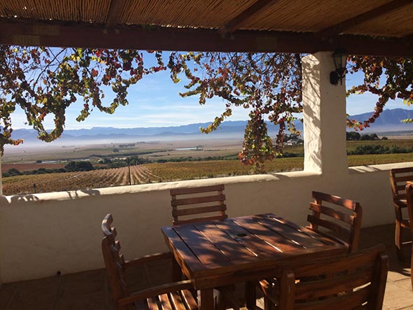 An inviting balcony at Allesverloren Wine Estate in Riebeek Kasteel.