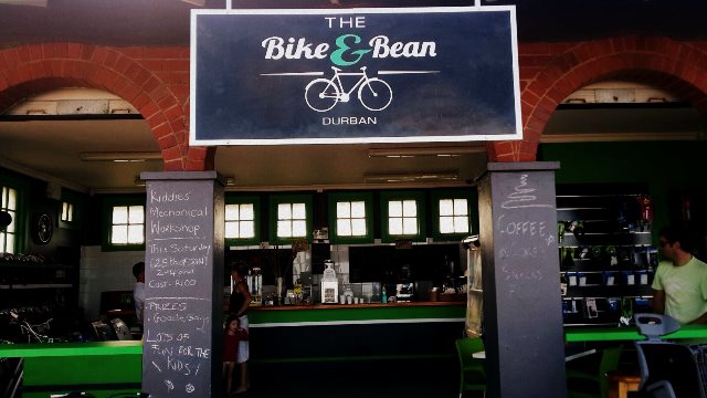 Bike & Bean on Country Club Beach is a Durban coffee shop come bike rental shop with a bicycle theme.