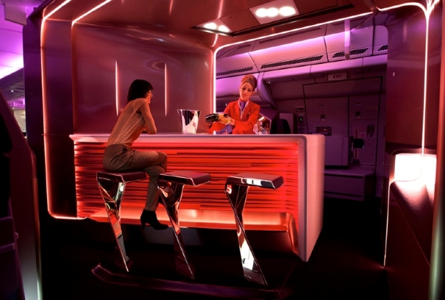 The bar on-board Virgin Atlantic's A330 aircraft.