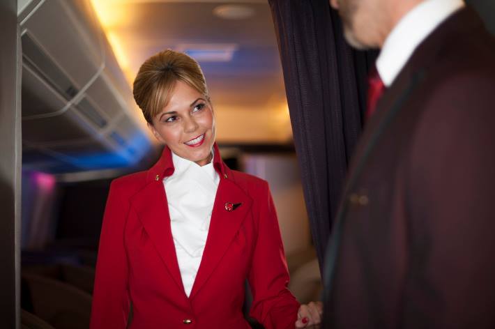 Virgin Atlantic crew in their new Vivienne Westwood uniforms.