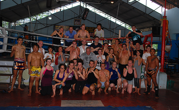 TESOL students after their Muay Thai training during the Cultural Orientation Program in Thailand