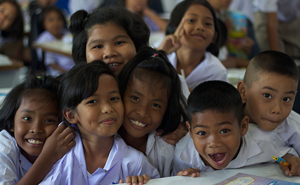 Thai children smiling with joy