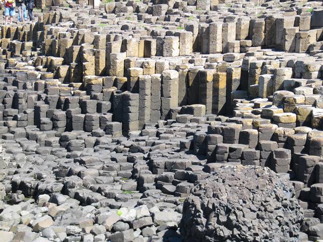Basalt rock formations found at Giant's Causeway in Northern Ireland.