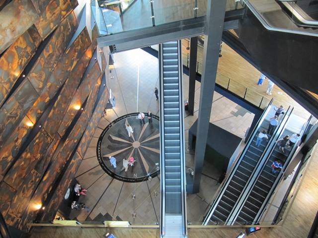 Inside looking down at Titanic Belfast.