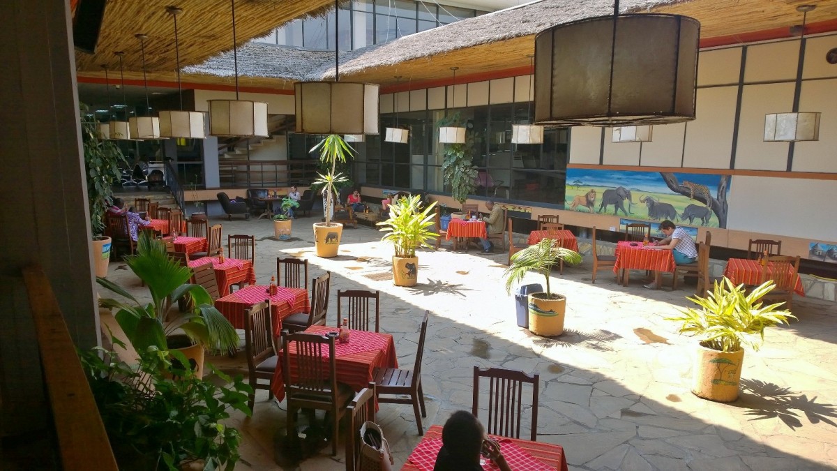 Kilimanjaro Airport restaurant area, after security