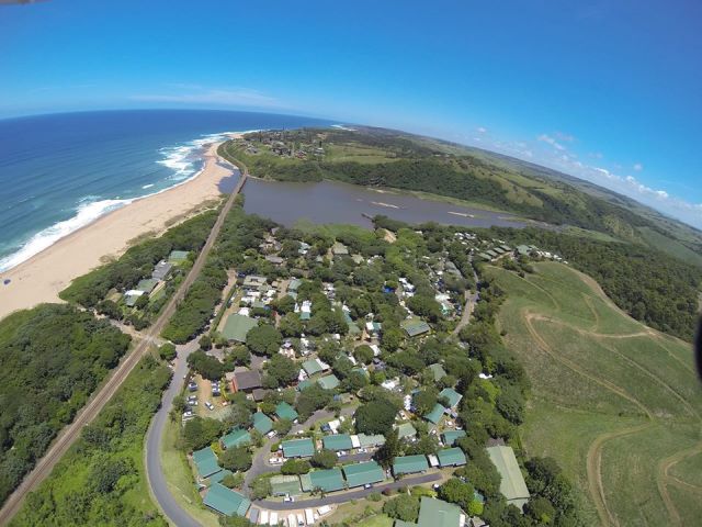 An aerial view of Mac Nicol's Caravan Park at Bazley Beach on the KZN South Coast - south african campsites