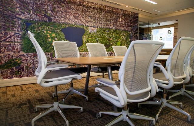 The Madiba Room - the main boardroom at Travelstart, South Africa complete with New York wallpaper by Russian photographer, Sergey Semonov.