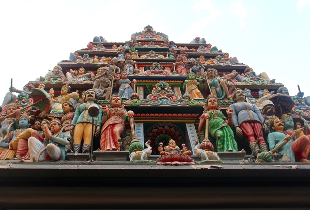 The intricate detail of the Sri Mariammam Hindu Temple.
