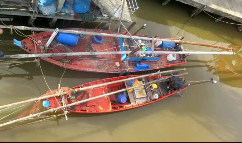 Colourful fishing boats on the Canal.