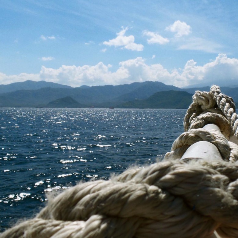 boat and the sea on Gili