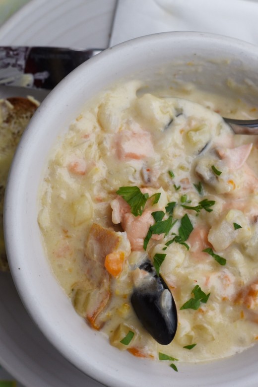 2. Delicious seafood chowder from The Brass Monkey in Howth, Ireland