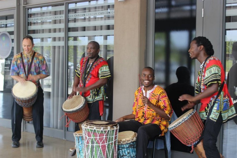 Local musicians busking at King Shaka Int