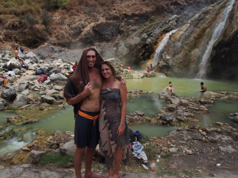 Camilla Marsh by waterfall volcano