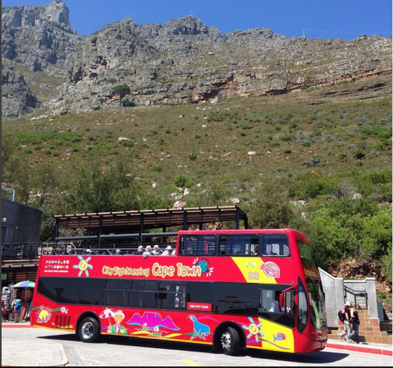 red city sightseeing bus