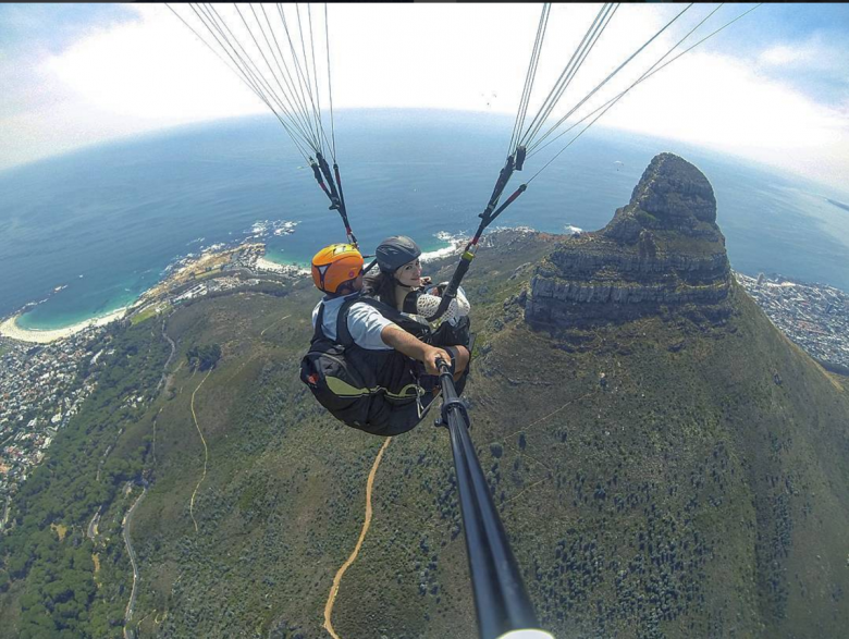 paragliding on lions head