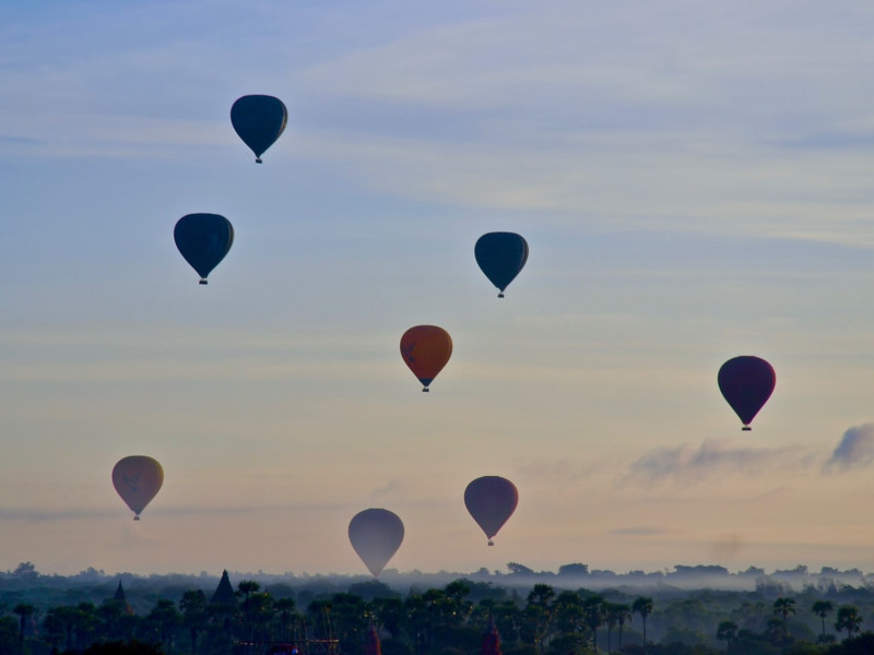 Hot air ballooning over Bagan